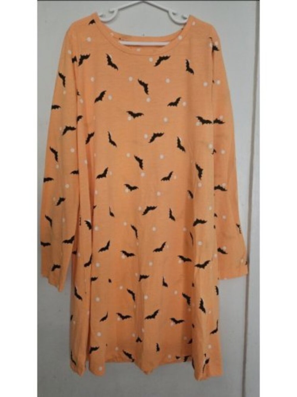 CITY STREETS Orange Bat and Moon Print Long Sleeved Dress Girls Size 10-12